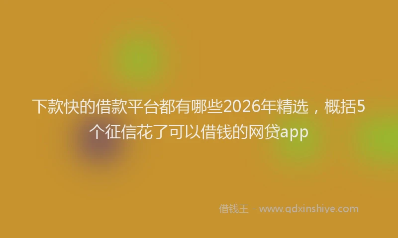 下款快的借款平台都有哪些2026年精选，概括5个征信花了可以借钱的网贷app