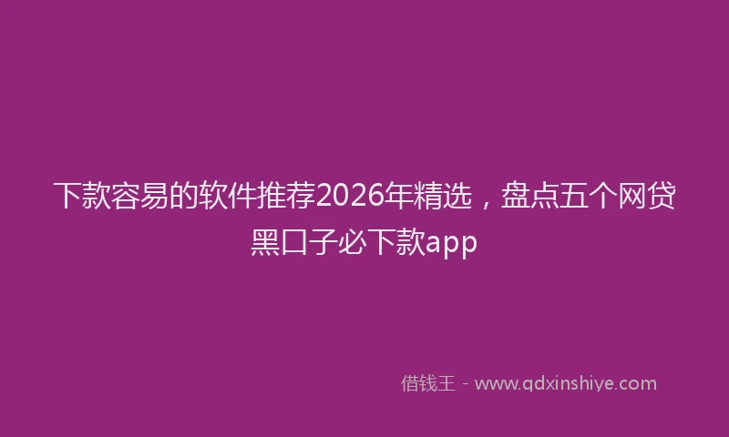 下款容易的软件推荐2026年精选,盘点五个网贷黑口子必下款app