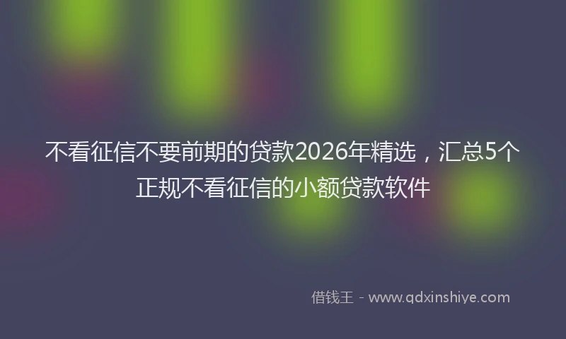 不看征信不要前期的贷款2026年精选，汇总5个正规不看征信的小额贷款软件