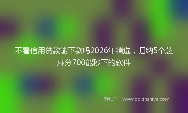 不看信用贷款能下款吗2026年精选，归纳5个芝麻分700能秒下的软件