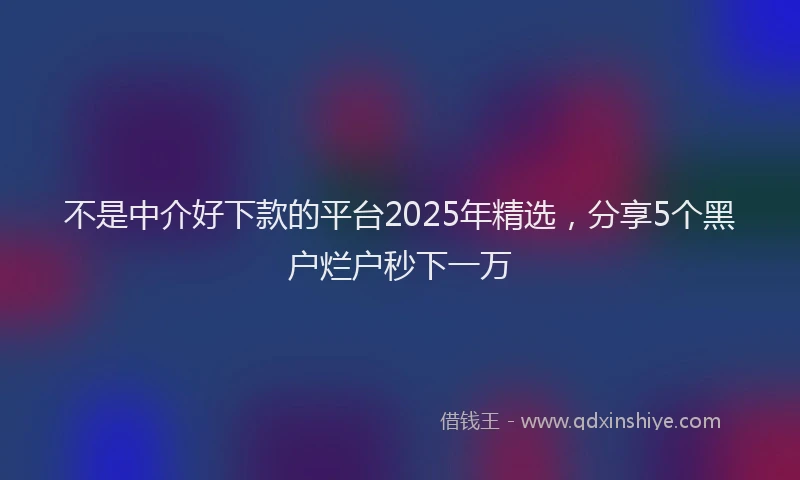 不是中介好下款的平台2025年精选，分享5个黑户烂户秒下一万