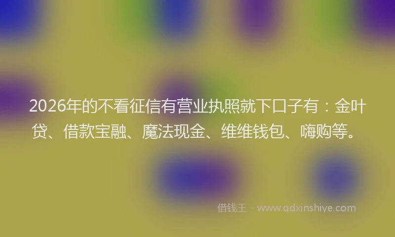 2026年的不看征信有营业执照就下口子有：金叶贷、借款宝融、魔法现金、维维钱包、嗨购等。