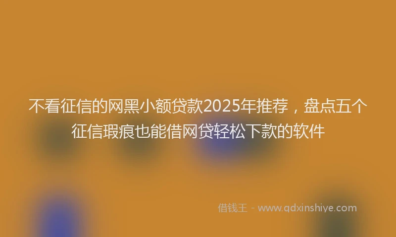 不看征信的网黑小额贷款2025年推荐，盘点五个征信瑕疵也能借网贷轻松下款的软件