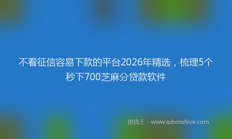 不看征信容易下款的平台2026年精选，梳理5个秒下700芝麻分贷款软件