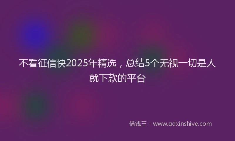 不看征信快2025年精选，总结5个无视一切是人就下款的平台