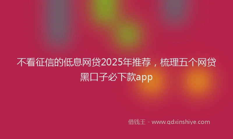 不看征信的低息网贷2025年推荐，梳理五个网贷黑口子必下款app