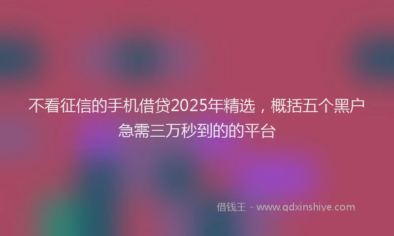 不看征信的手机借贷2025年精选，概括五个黑户急需三万秒到的的平台