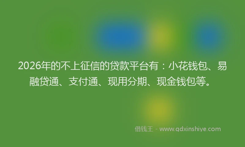 2026年的不上征信的贷款平台有：小花钱包、易融贷通、支付通、现用分期、现金钱包等。