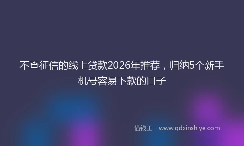 不查征信的线上贷款2026年推荐，归纳5个新手机号容易下款的口子