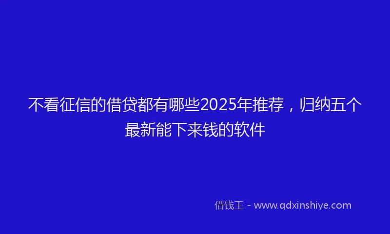 不看征信的借贷都有哪些2025年推荐，归纳五个最新能下来钱的软件