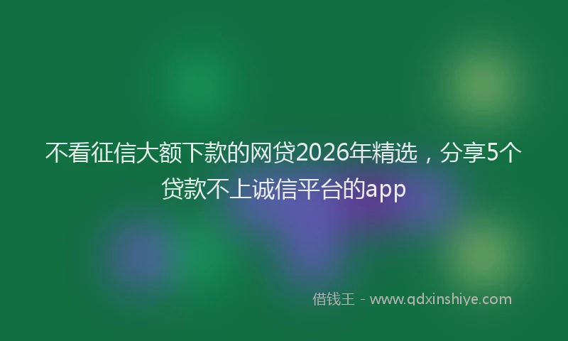 不看征信大额下款的网贷2026年精选，分享5个贷款不上诚信平台的app
