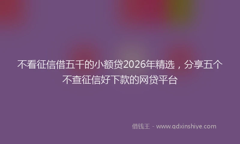 不看征信借五千的小额贷2026年精选，分享五个不查征信好下款的网贷平台