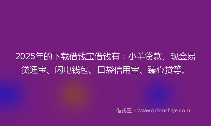 2025年的下载借钱宝借钱有：小羊贷款、现金易贷通宝、闪电钱包、口袋信用宝、臻心贷等。