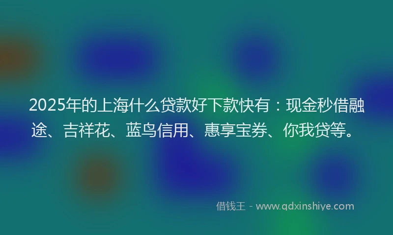 2025年的上海什么贷款好下款快有：现金秒借融途、吉祥花、蓝鸟信用、惠享宝券、你我贷等。