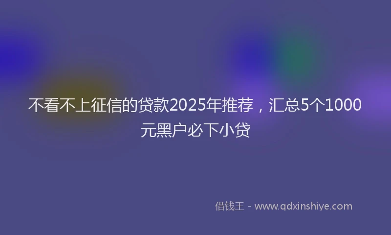 不看不上征信的贷款2025年推荐，汇总5个1000元黑户必下小贷