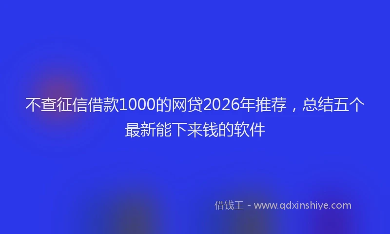 不查征信借款1000的网贷2026年推荐，总结五个最新能下来钱的软件