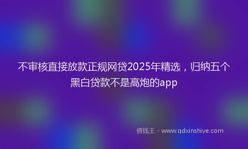 不审核直接放款正规网贷2025年精选，归纳五个黑白贷款不是高炮的app