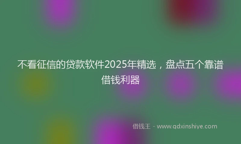 不看征信的贷款软件2025年精选，盘点五个靠谱借钱利器