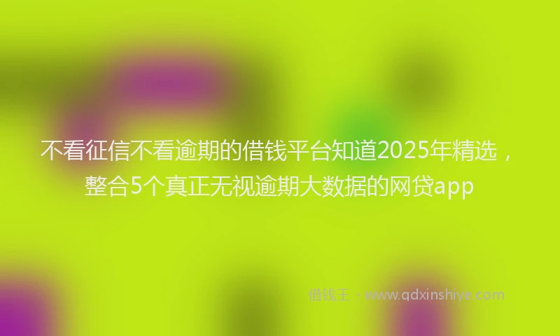 不看征信不看逾期的借钱平台知道2025年精选,整合5个真正无视逾期大数据的网贷app