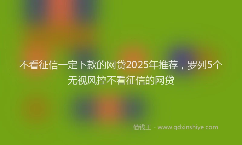 不看征信一定下款的网贷2025年推荐，罗列5个无视风控不看征信的网贷