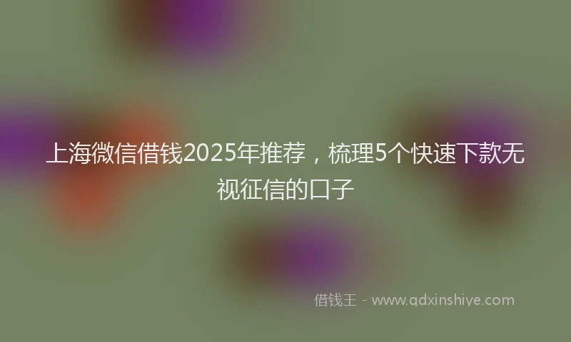 上海微信借钱2025年推荐，梳理5个快速下款无视征信的口子