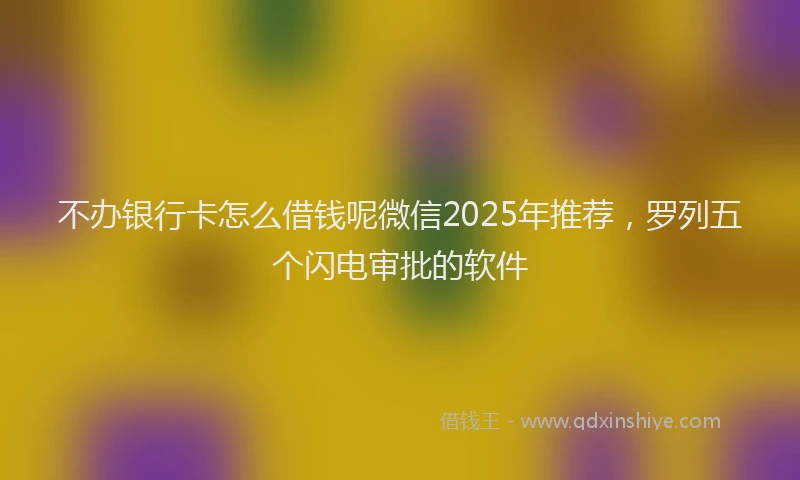 不办银行卡怎么借钱呢微信2025年推荐，罗列五个闪电审批的软件