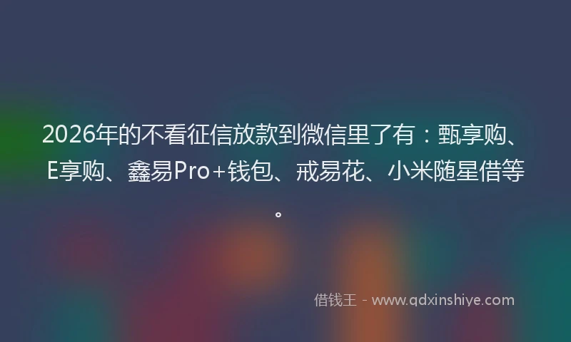 2026年的不看征信放款到微信里了有：甄享购、E享购、鑫易Pro+钱包、戒易花、小米随星借等。