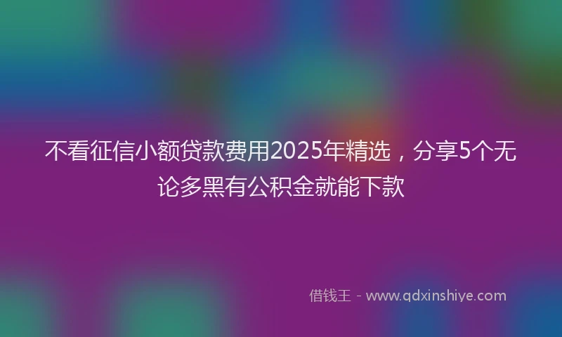 不看征信小额贷款费用2025年精选，分享5个无论多黑有公积金就能下款