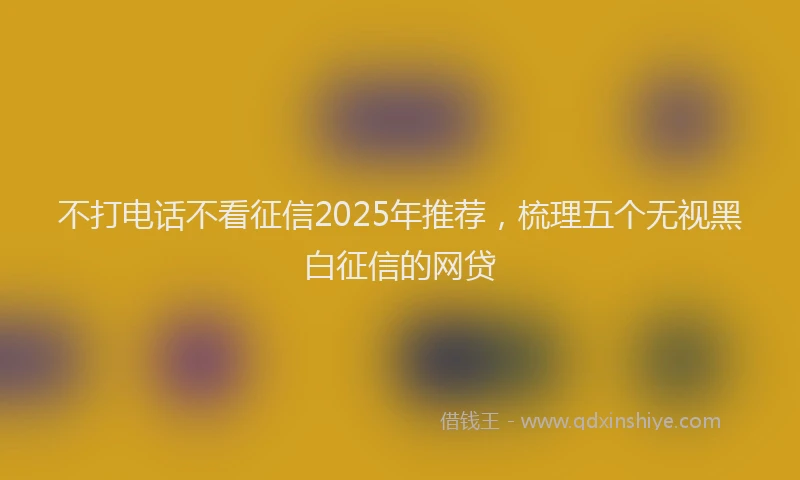 不打电话不看征信2025年推荐，梳理五个无视黑白征信的网贷