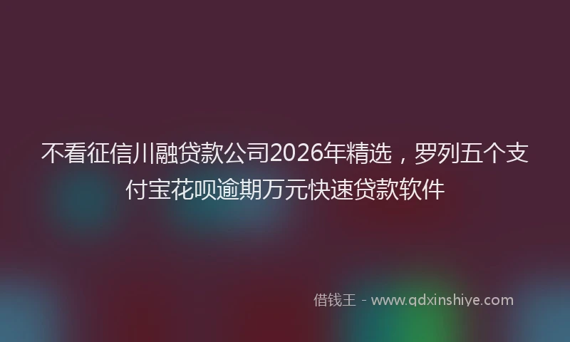 不看征信川融贷款公司2026年精选，罗列五个支付宝花呗逾期万元快速贷款软件