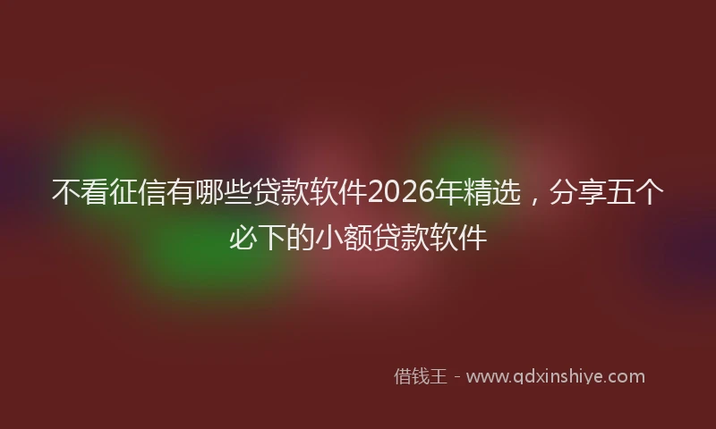 不看征信有哪些贷款软件2026年精选，分享五个必下的小额贷款软件