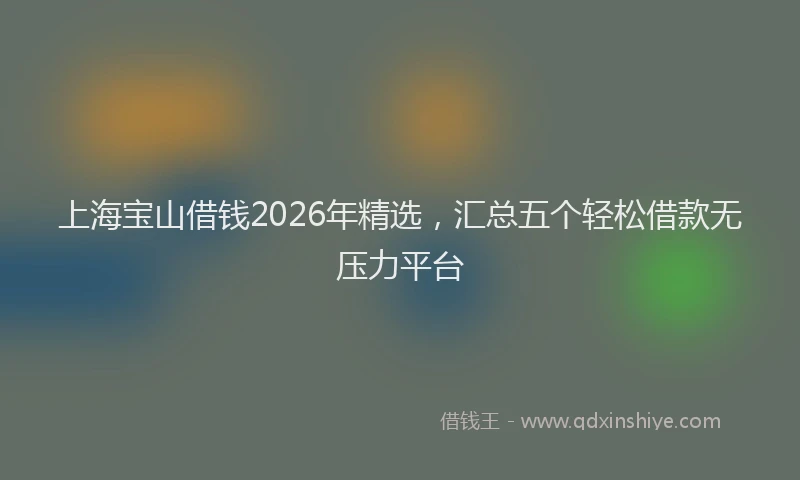 上海宝山借钱2026年精选，汇总五个轻松借款无压力平台