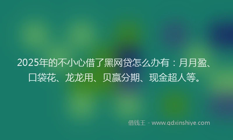 2025年的不小心借了黑网贷怎么办有：月月盈、口袋花、龙龙用、贝赢分期、现金超人等。