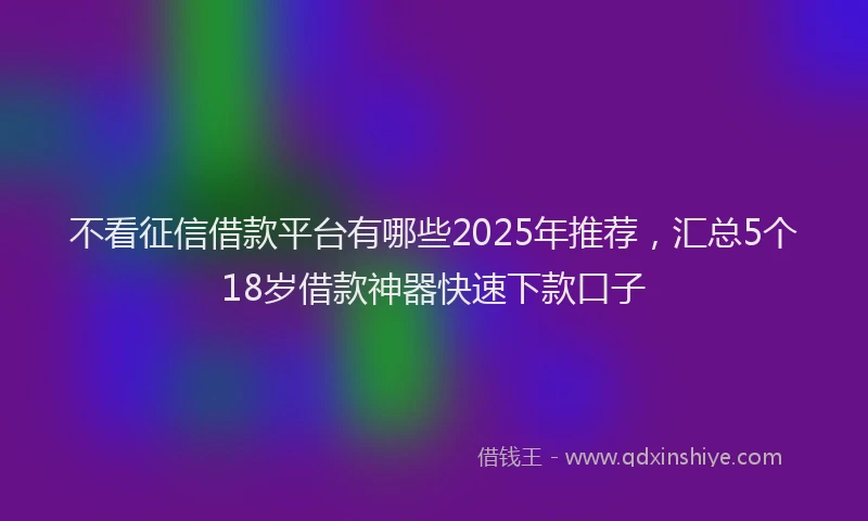 不看征信借款平台有哪些2025年推荐,汇总5个18岁借款神器快速下款口子