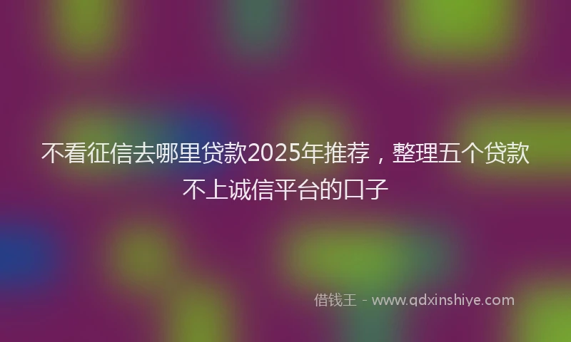 不看征信去哪里贷款2025年推荐，整理五个贷款不上诚信平台的口子