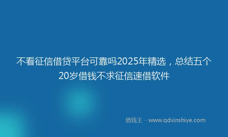 不看征信借贷平台可靠吗2025年精选，总结五个20岁借钱不求征信速借软件