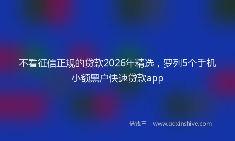 不看征信正规的贷款2026年精选，罗列5个手机小额黑户快速贷款app
