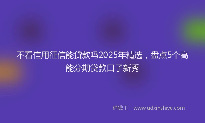 不看信用征信能贷款吗2025年精选，盘点5个高能分期贷款口子新秀