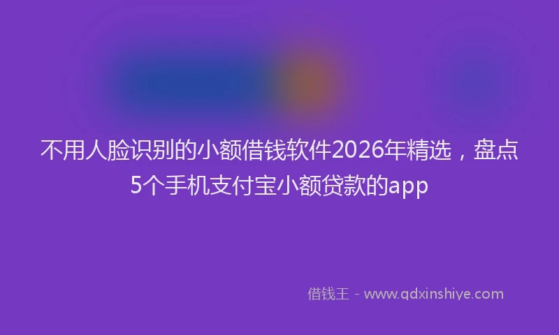 不用人脸识别的小额借钱软件2026年精选，盘点5个手机支付宝小额贷款的app