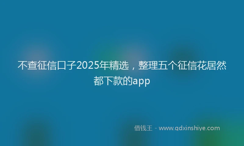 不查征信口子2025年精选,整理五个征信花居然都下款的app