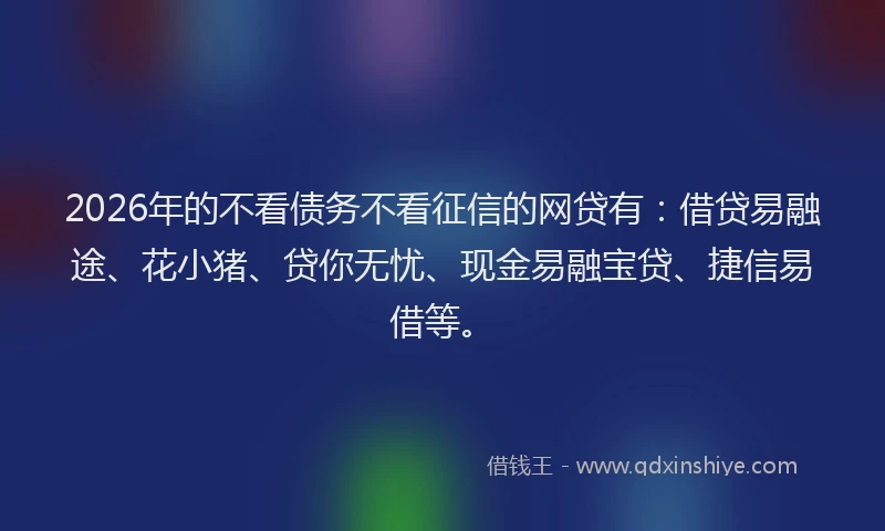 2026年的不看债务不看征信的网贷有:借贷易融途、花小猪、贷你无忧、现金易融宝贷、捷信易借等。