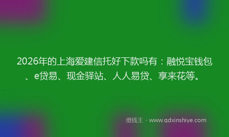 2026年的上海爱建信托好下款吗有：融悦宝钱包、e贷易、现金驿站、人人易贷、享来花等。