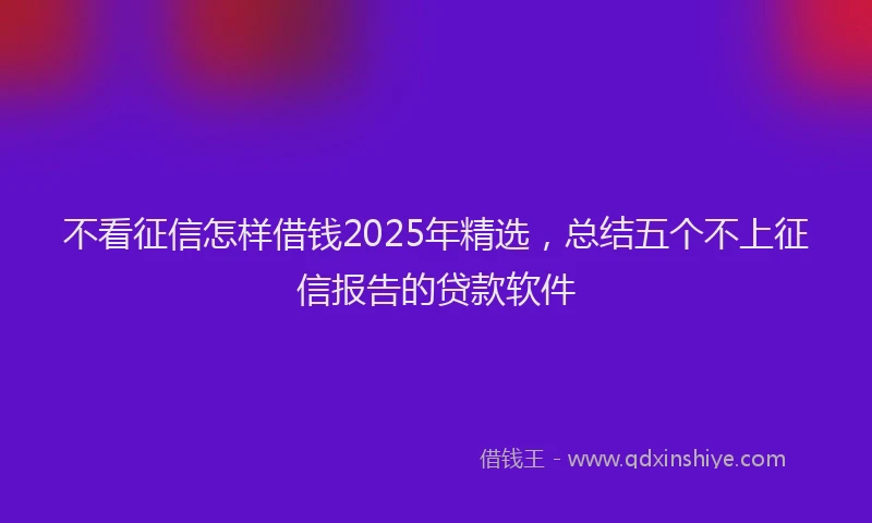 不看征信怎样借钱2025年精选，总结五个不上征信报告的贷款软件