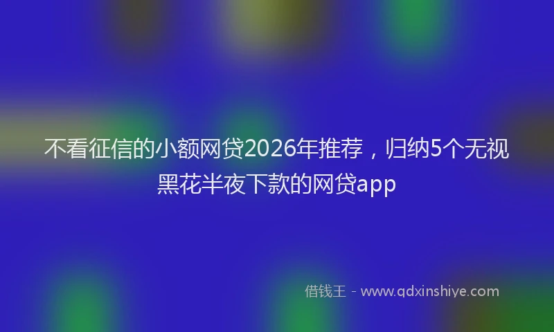 不看征信的小额网贷2026年推荐，归纳5个无视黑花半夜下款的网贷app