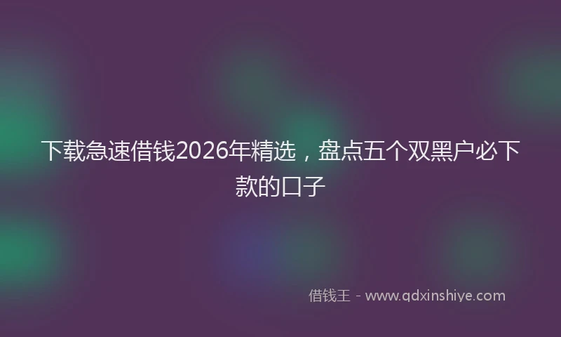 下载急速借钱2026年精选，盘点五个双黑户必下款的口子