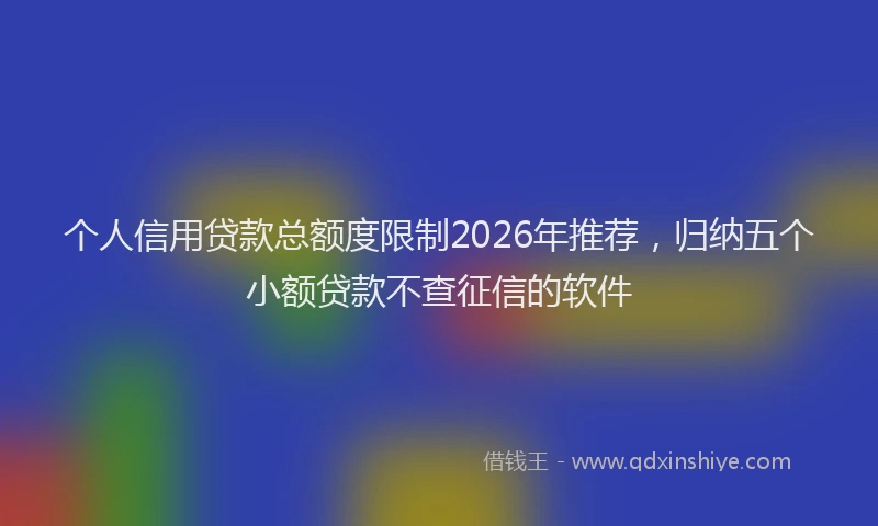 个人信用贷款总额度限制2026年推荐，归纳五个小额贷款不查征信的软件
