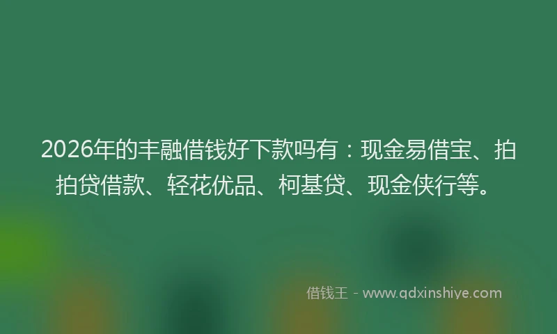 2026年的丰融借钱好下款吗有：现金易借宝、拍拍贷借款、轻花优品、柯基贷、现金侠行等。
