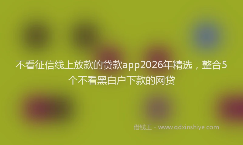 不看征信线上放款的贷款app2026年精选，整合5个不看黑白户下款的网贷
