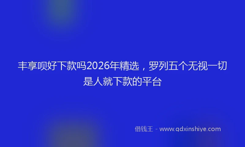 丰享呗好下款吗2026年精选，罗列五个无视一切是人就下款的平台