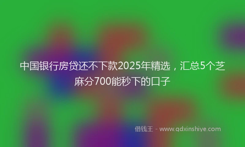 中国银行房贷还不下款2025年精选，汇总5个芝麻分700能秒下的口子